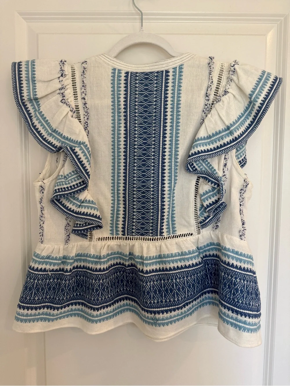 SAYLOR Flutter Sleeve Embroidered Peasant Top - Picture 2 of 9